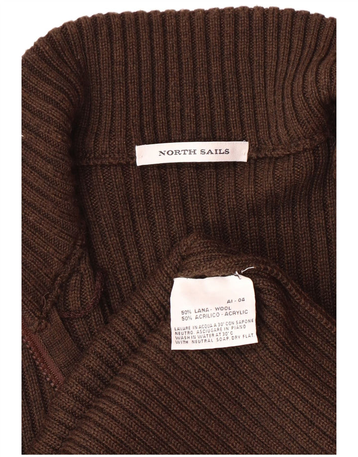 North Sails Cárdigan Gráfico Para Hombre Suéter De Lana Marrón Pequeño