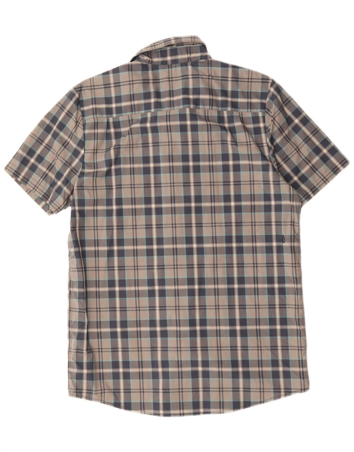 Camisa Volcom de manga corta con corte moderno y algodón a cuadros grises grandes para hombre