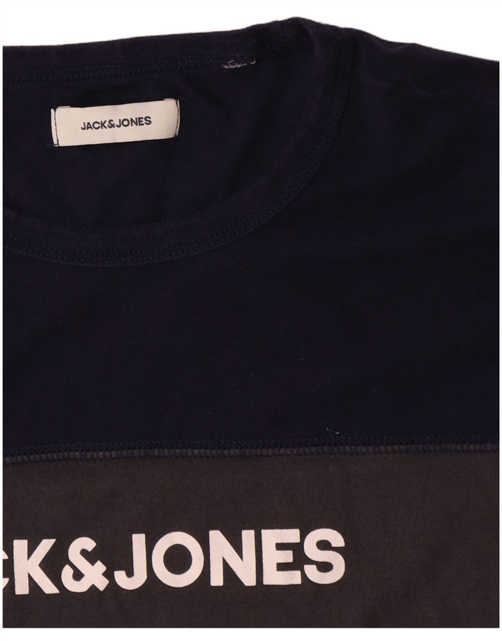 Jack & Jones Hombre Camiseta Gráfica Top Gris Medio Colorblock