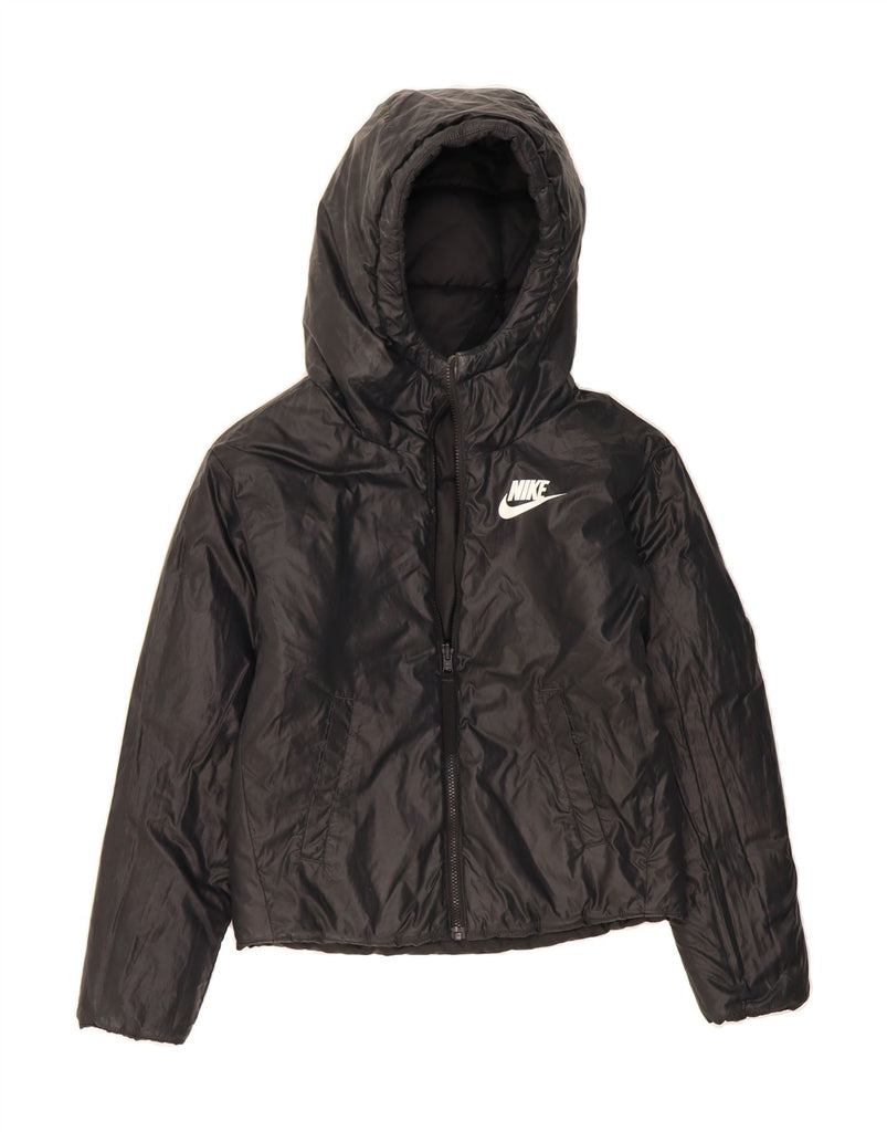NIKE Womens Hooded Reversible Padded Jacket UK 6 XS Black Polyester Vintage Nike and Second-Hand Nike from Messina Hembry 