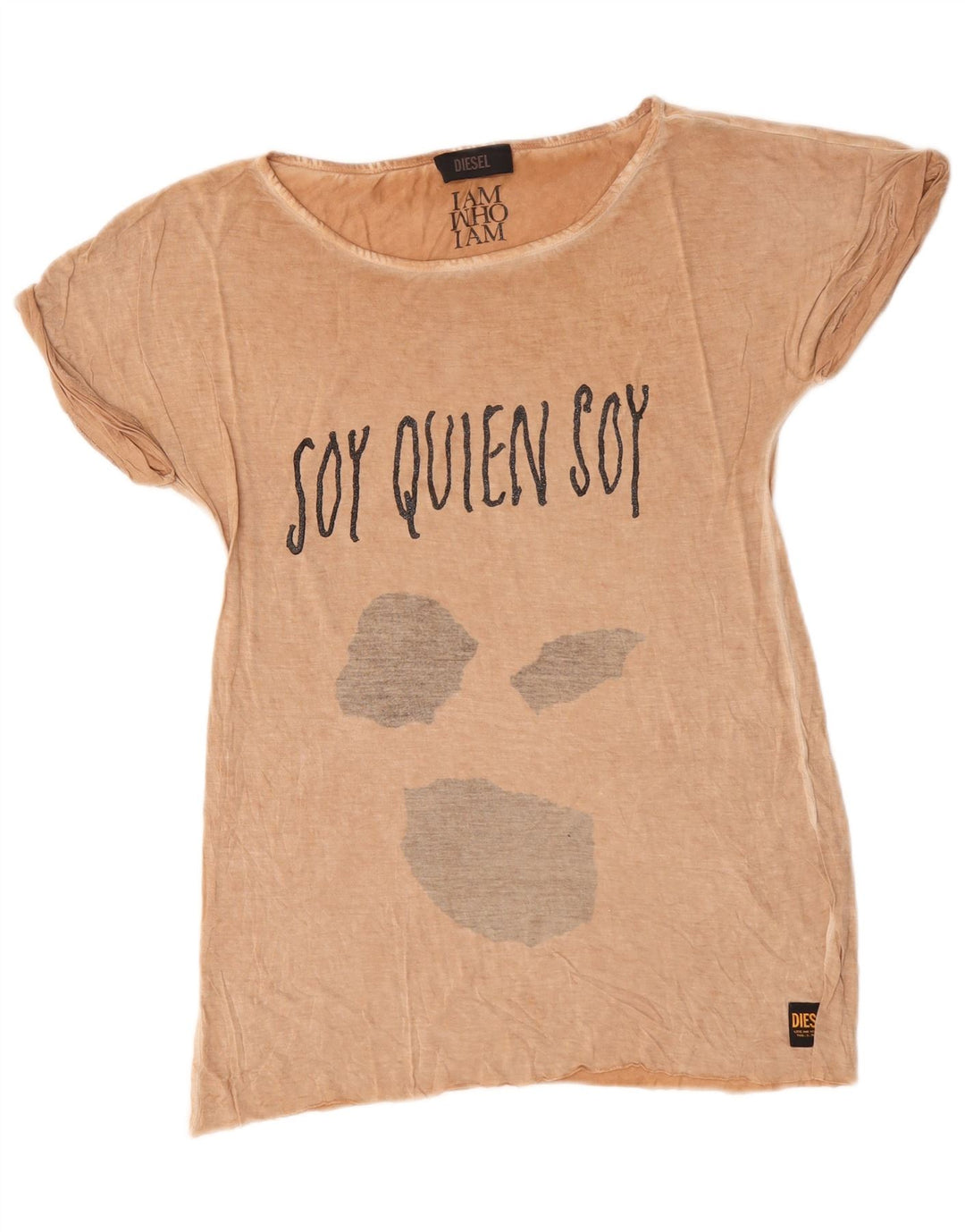 Diesel Mujer Camiseta Gráfica Top UK 44 Medium Beige