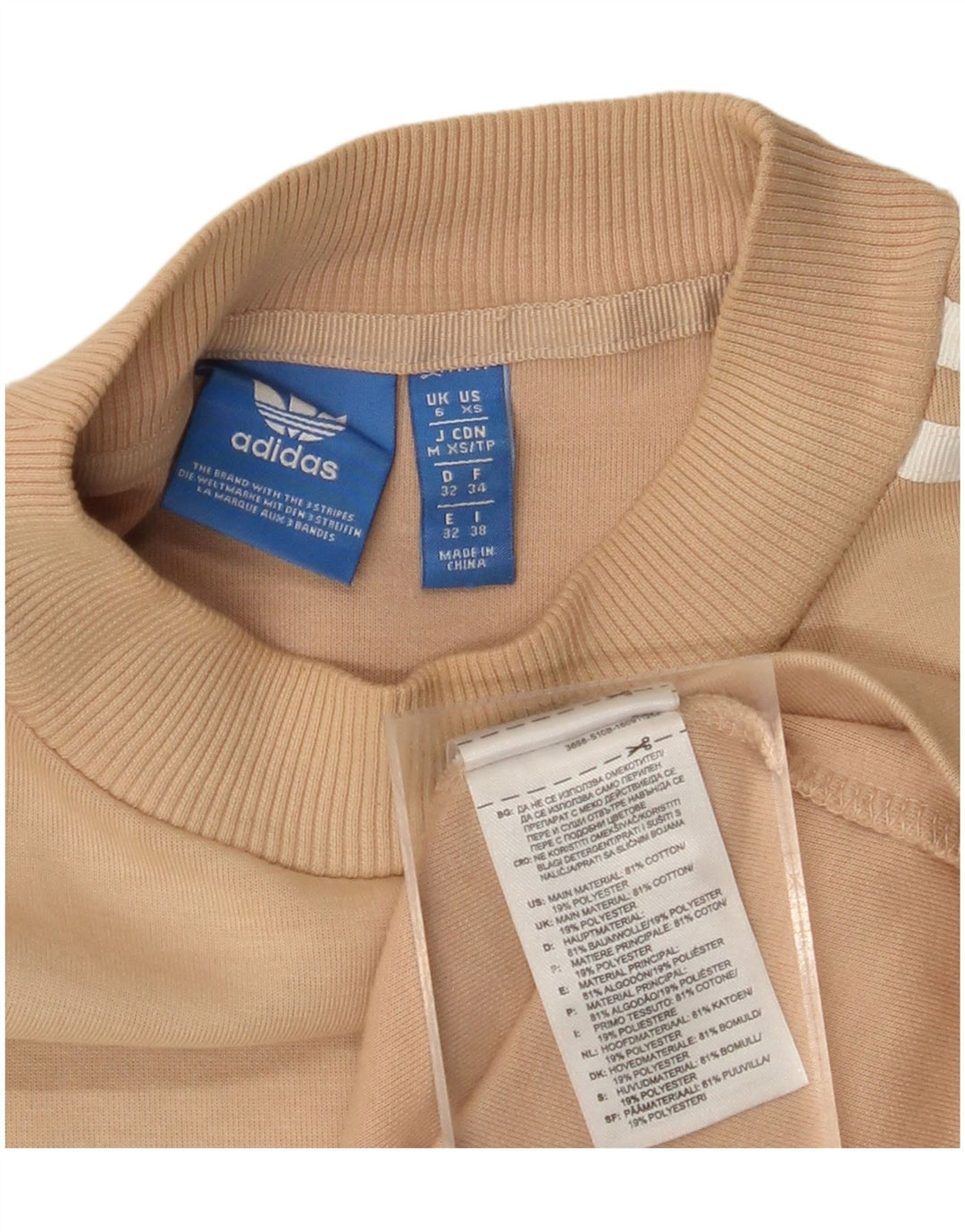 ADIDAS Vestido tipo sudadera de manga larga para mujer UK 6 XS Algodón beige