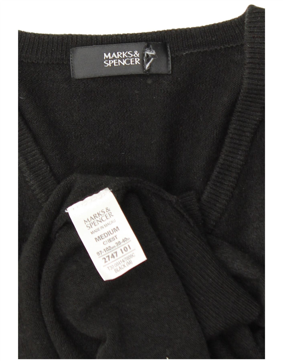 MARKS & SPENCER Jersey con cuello en V para hombre Acrílico negro mediano
