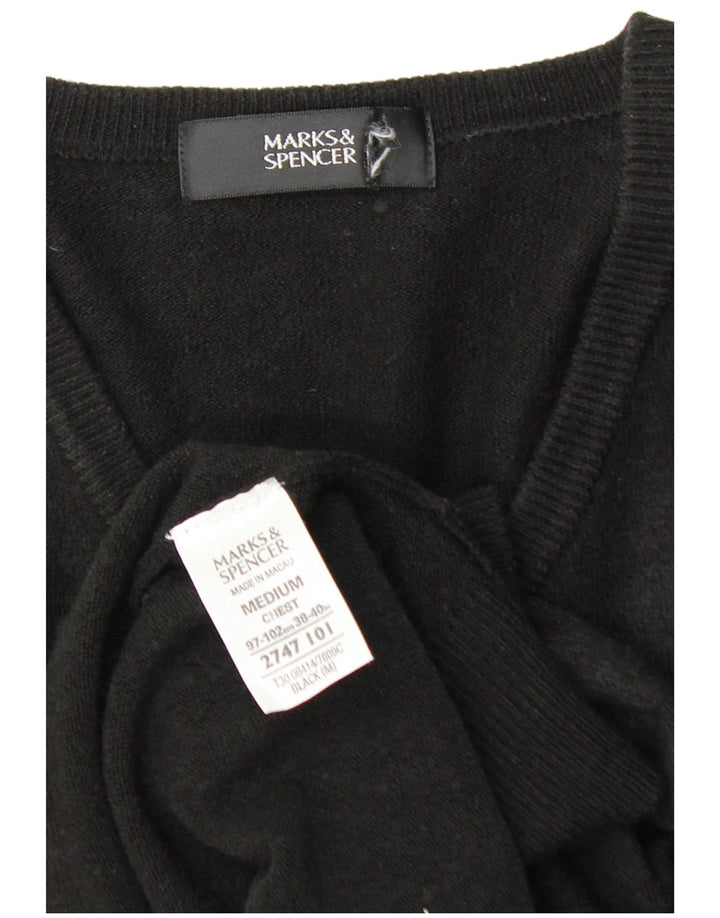 MARKS & SPENCER Jersey con cuello en V para hombre Acrílico negro mediano