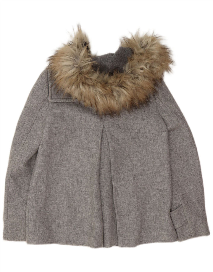 Zara Mujer Trenca Extragrande Con Capucha UK 6 XS Lana Gris