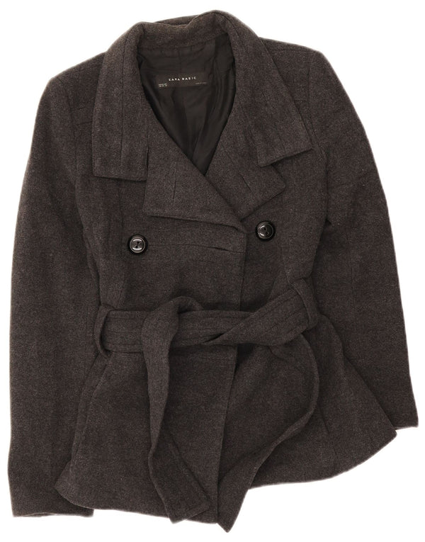 Zara Mujer Chaquetón UK 6 XS Lana Negra