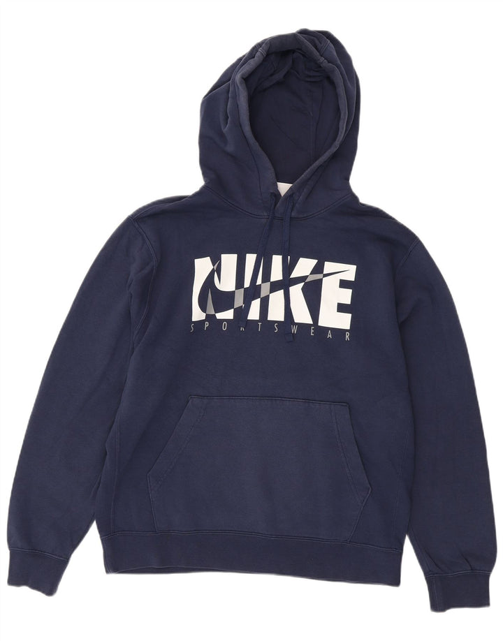 Nike Hombre Sudadera con capucha gráfica Jersey de algodón azul marino mediano