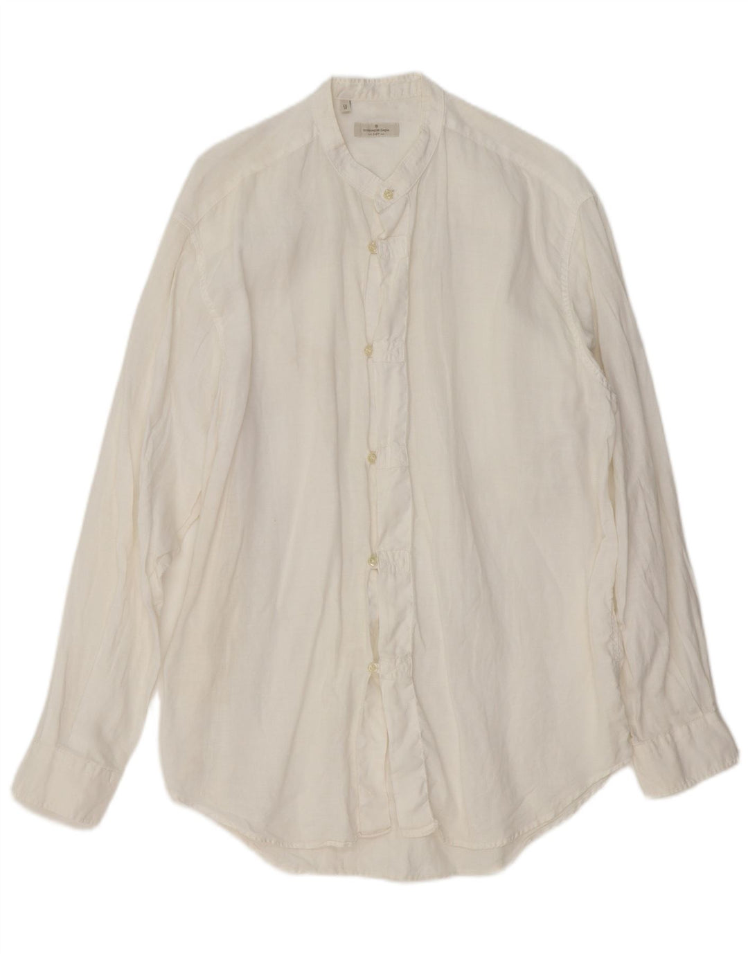 ERMENEGILDO ZEGNA Camisa Hombre Mediana Lino Blanco