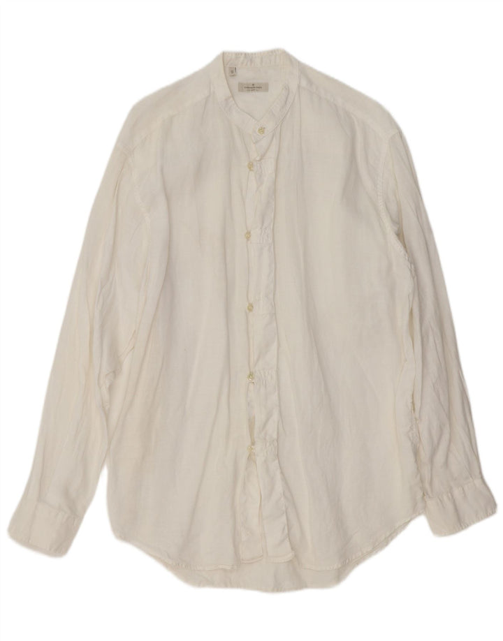 ERMENEGILDO ZEGNA Camisa Hombre Mediana Lino Blanco