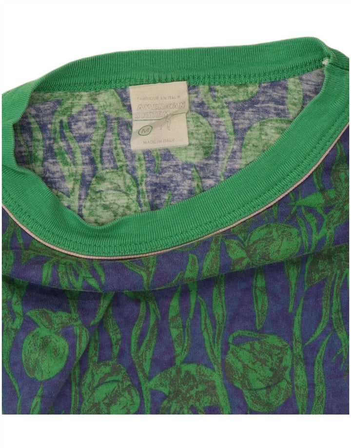 American System Camiseta para hombre Top Algodón floral verde medio