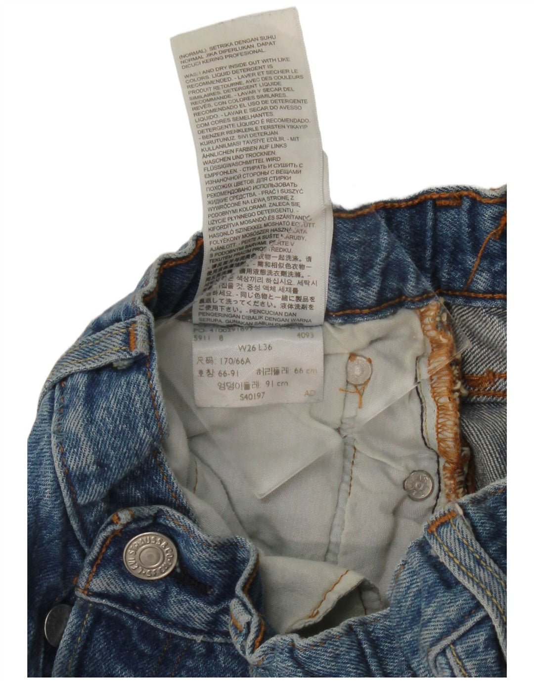 Vaqueros Levi's Mujer 501 Rectos W26 L31 Algodón Azul