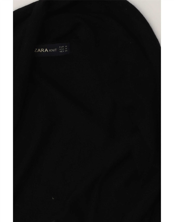 Zara Mujer Cárdigan Abierto Suéter UK 12 Medium Negro