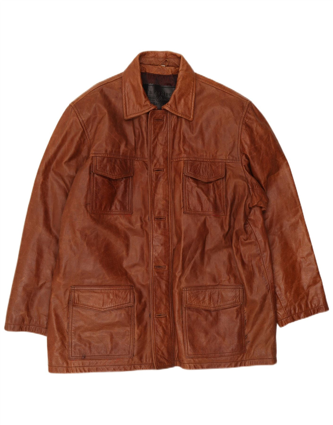 UNION RIVER Chaqueta de cuero para hombre UK 42 XL Cuero marrón