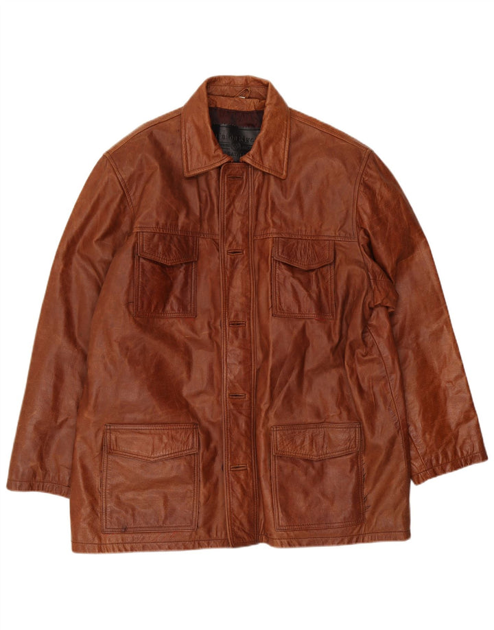UNION RIVER Chaqueta de cuero para hombre UK 42 XL Cuero marrón
