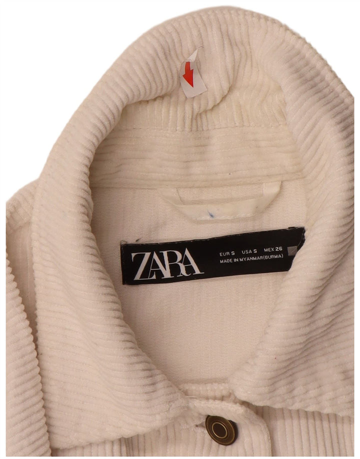 Zara Mujer Chaqueta De Pana Extragrande UK 10 Small White Cotton