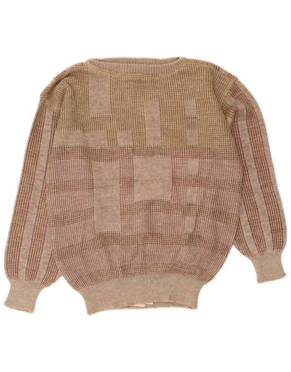 I Maschi Jersey Mujer Cuello Barco IT 48 XL Lino Rayas Marrón