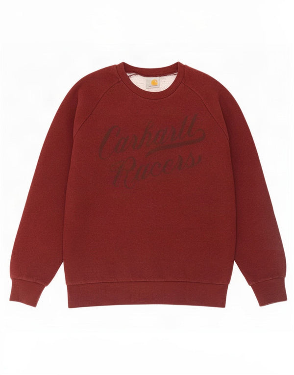 Carhartt Hombre Sudadera Gráfica Jumper Small Borgoña Algodón