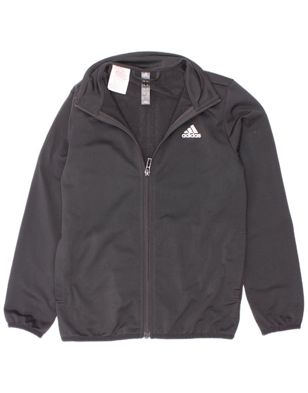 Adidas Boys Graphic Chándal Top Chaqueta 7-8 Años Negro Poliéster