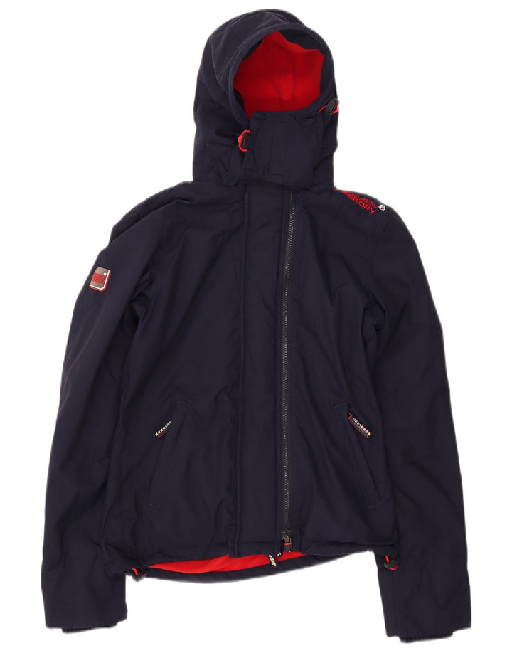 SUPERDRY Chaqueta cortavientos con capucha Windcheater para mujer UK 6 XS Azul marino
