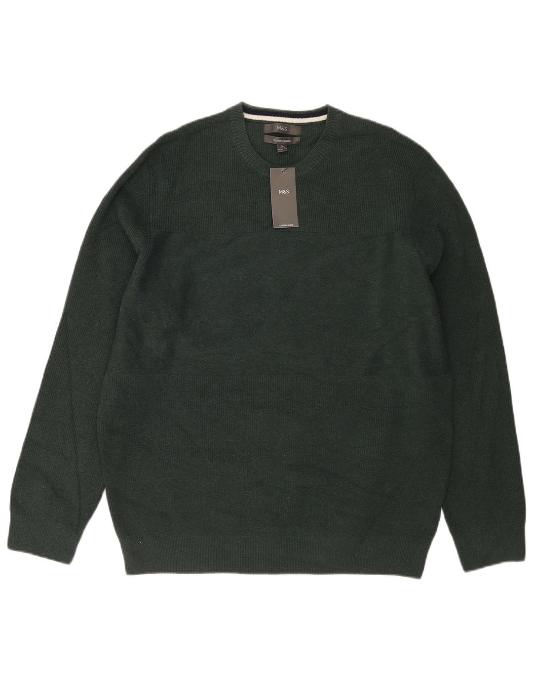 Marks & Spencer Jersey de cuello redondo para hombre XL Poliéster verde