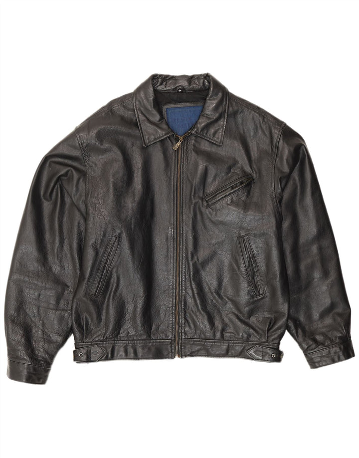 Vintage hombres bombardero chaqueta de cuero IT 54 2XL cuero negro