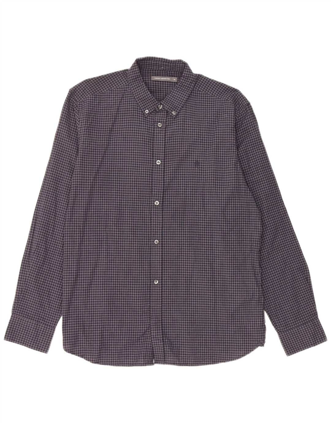 Camisa para hombre French Connection XL Algodón a cuadros azul marino
