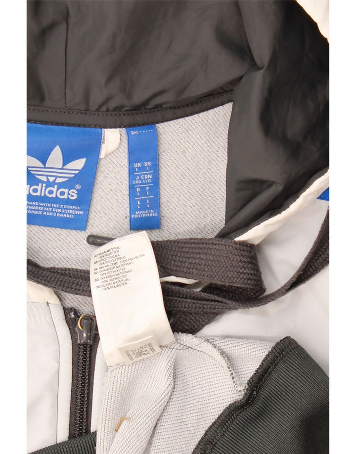 ADIDAS Suéter con capucha sin mangas y cremallera para hombre Poliéster con bloques de color gris grande