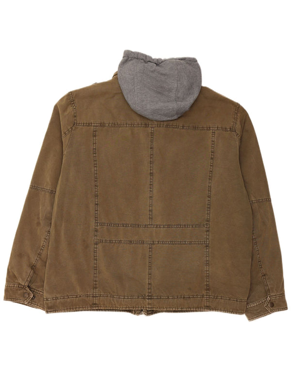 LEVI'S Chaqueta Sherpa vaquera militar con capucha para hombre UK 42 XL Algodón caqui