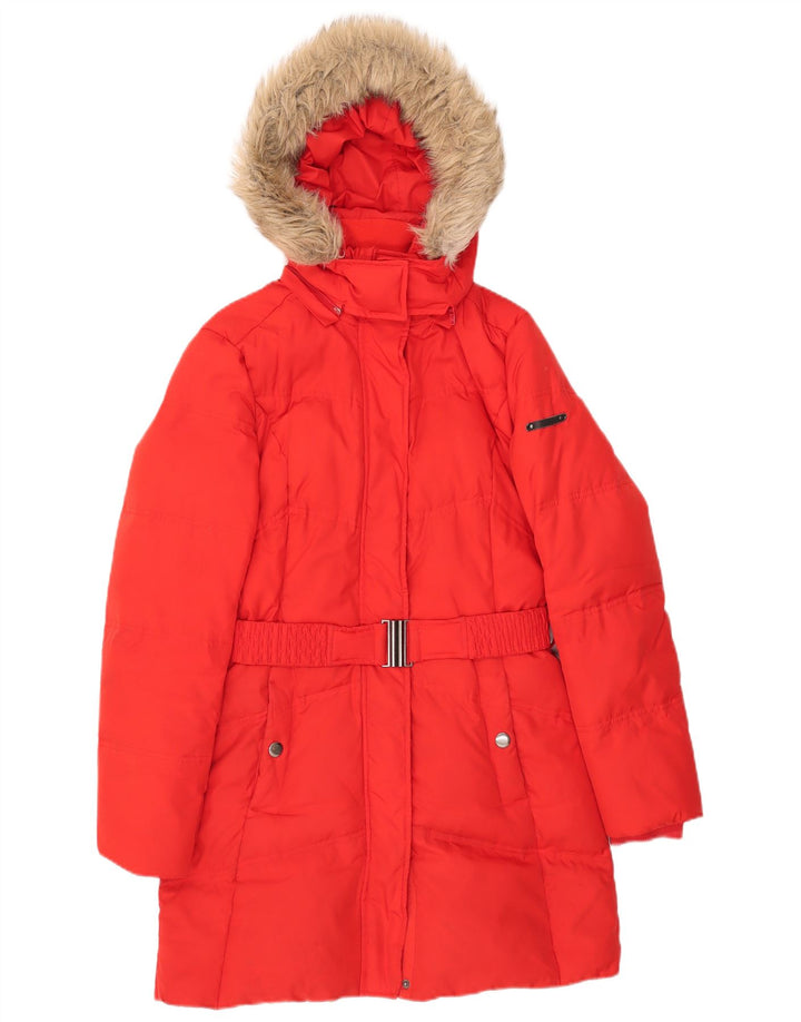 Esprit Abrigo acolchado con capucha para mujer UK 10 Small Poliéster rojo