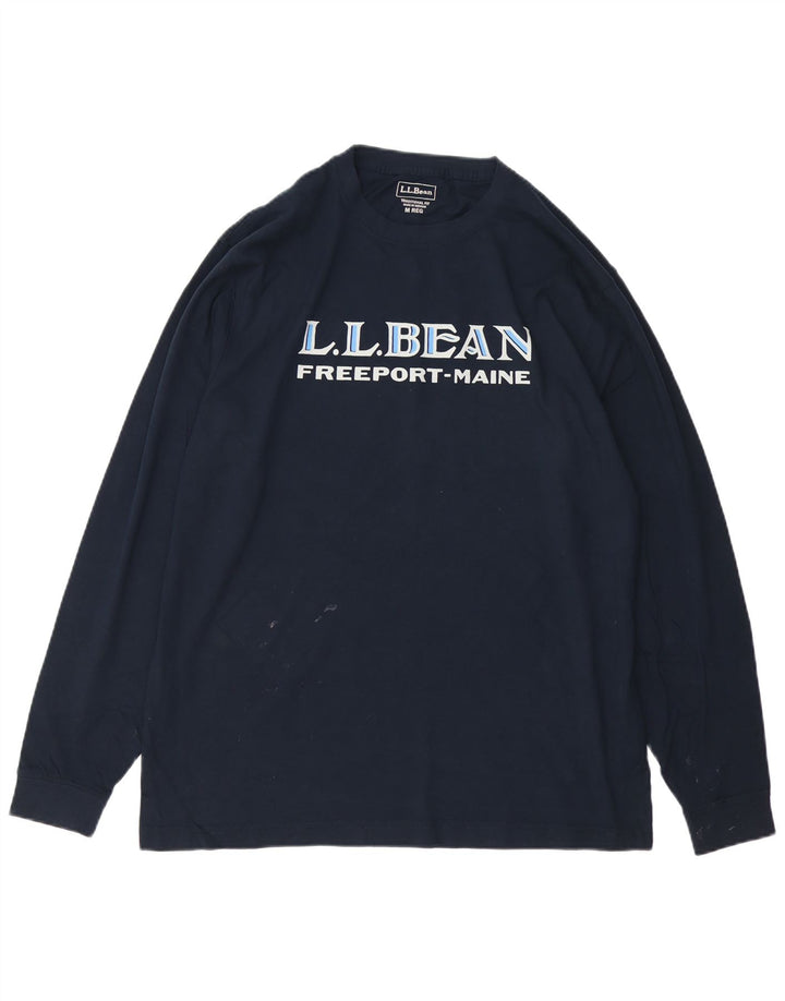 L.L.BEAN Camiseta gráfica de ajuste tradicional para hombre Manga larga Azul marino mediano