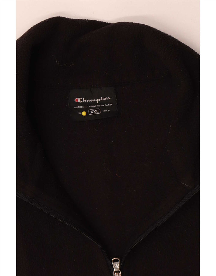 Champion Jersey de forro polar con cuello y cremallera para hombre 2XL Poliéster negro