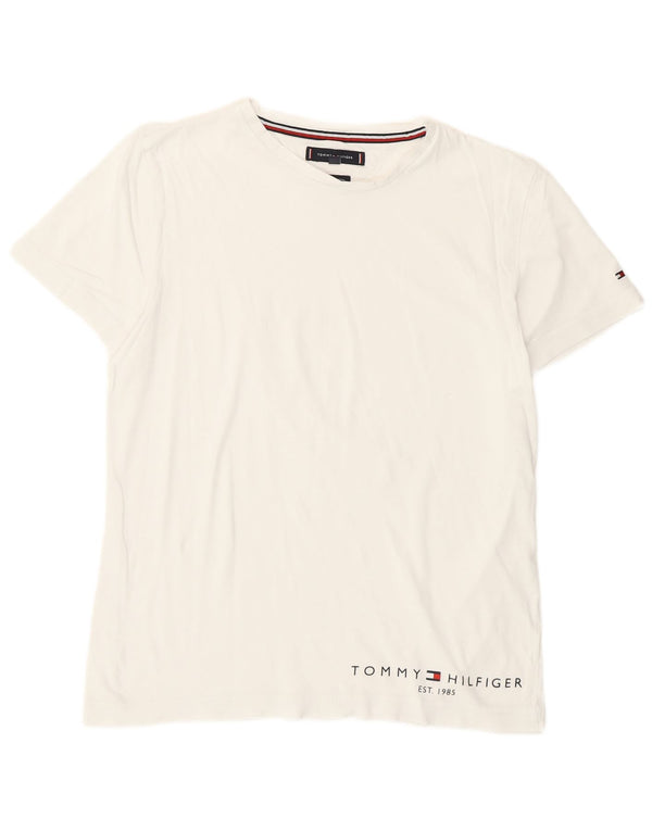 Tommy Hilfiger Camiseta gráfica para mujer Top UK 10 Small White Cotton
