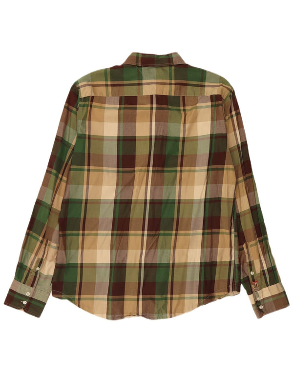 Tommy Hilfiger Hombres Camisa de Franela Grande Verde Check Algodón 80s