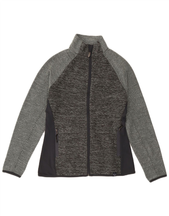 Weird Fish Chaqueta superior de chándal con gráfico para mujer UK 10 Small Grey Colourblock