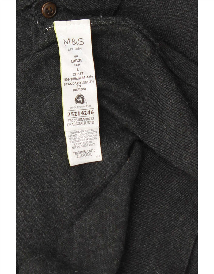 Marks & Spencer Suéter tipo jersey con cuello tipo polo entallado para hombre Lana gris grande