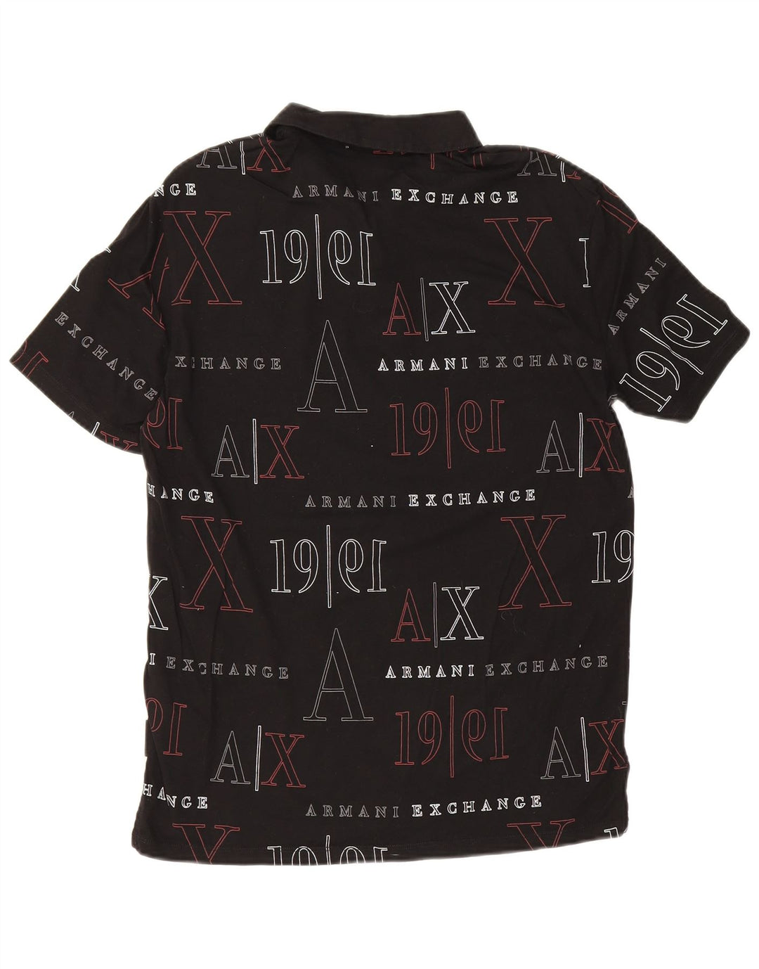 Armani Exchange Polo gráfico para hombre pequeño de algodón negro