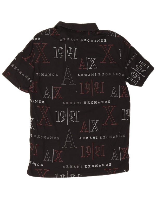 Armani Exchange Polo gráfico para hombre pequeño de algodón negro