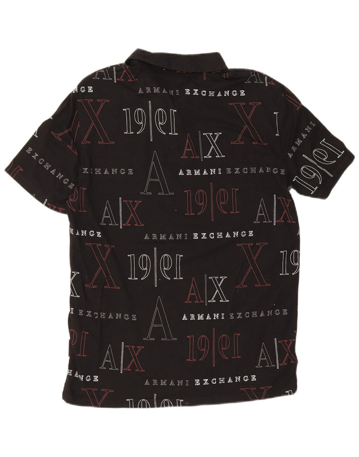 Armani Exchange Polo gráfico para hombre pequeño de algodón negro