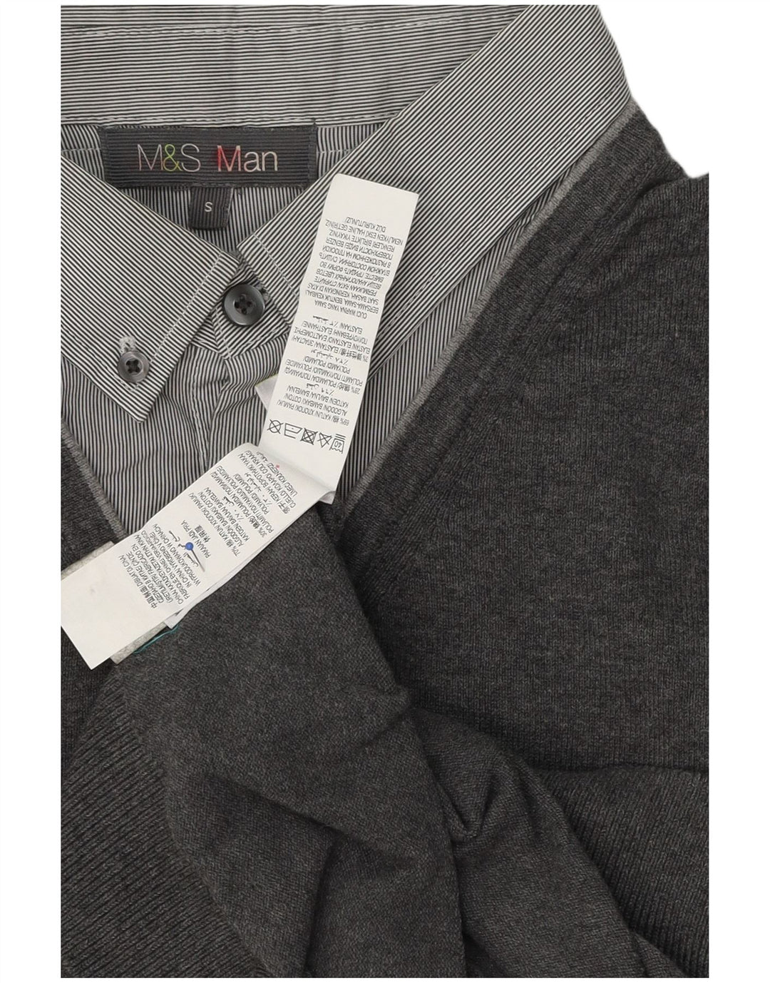Marks & Spencer - Jersey de cuello tipo polo para hombre, talla pequeña, algodón gris