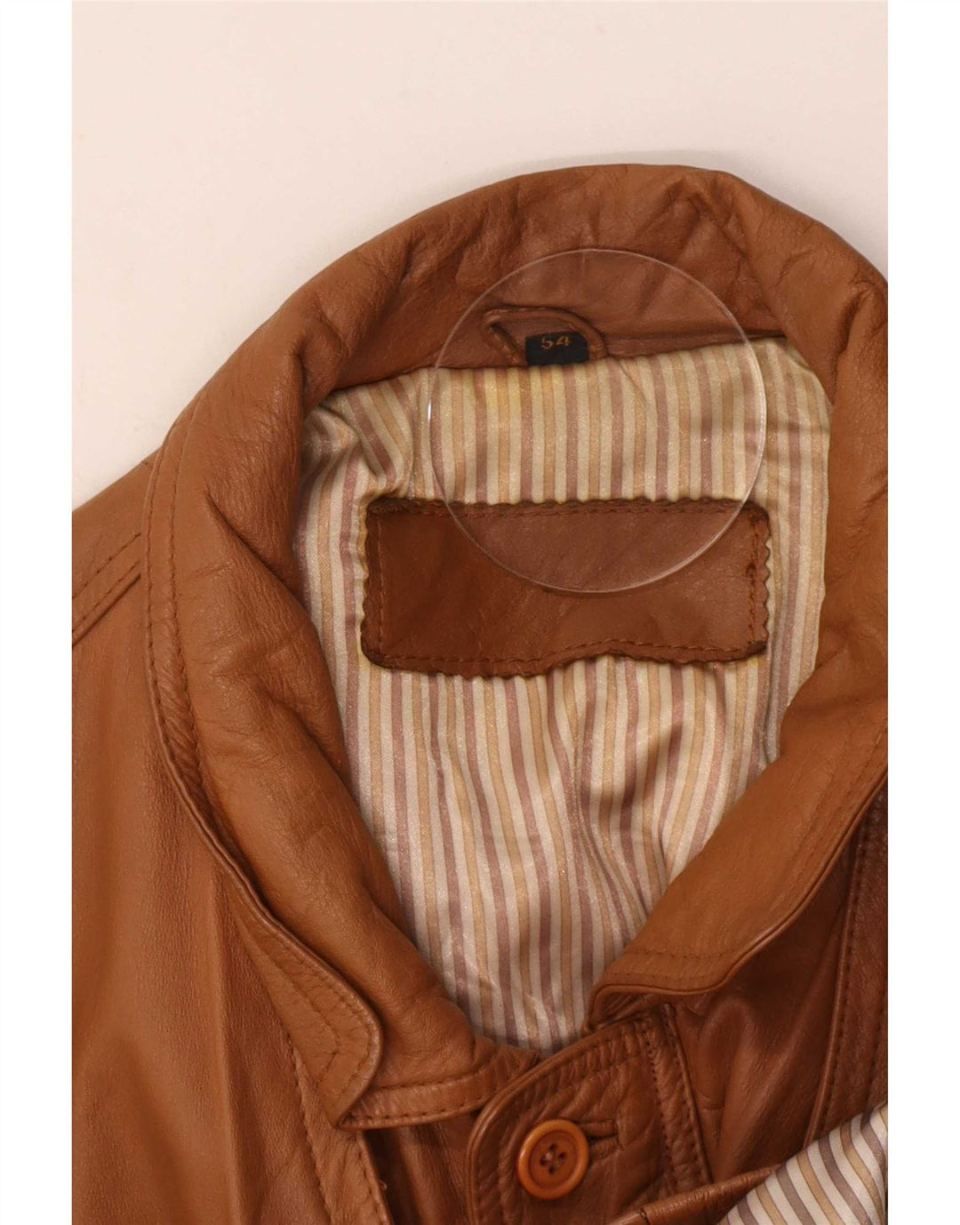 Chaqueta de cuero vintage para hombre IT 54 2XL Beige