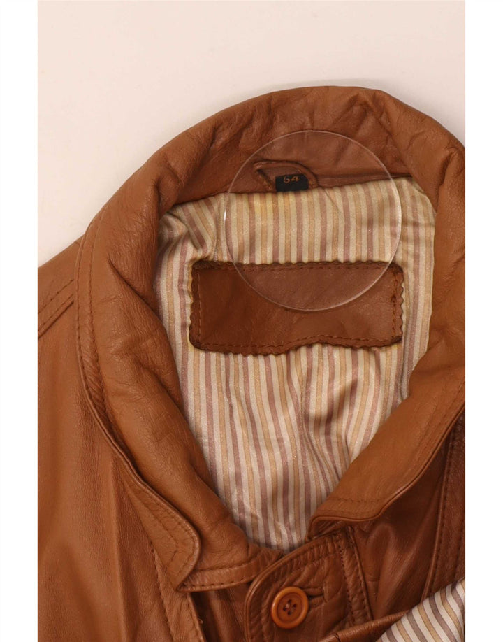 Chaqueta de cuero vintage para hombre IT 54 2XL Beige