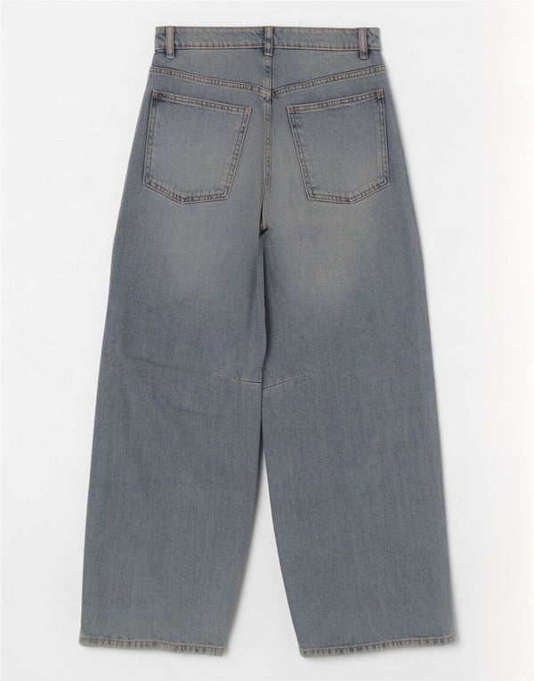 Zara Vaqueros De Cintura Alta Con Globos Para Mujer EU 36 XS W26 L29 Algodón Azul
