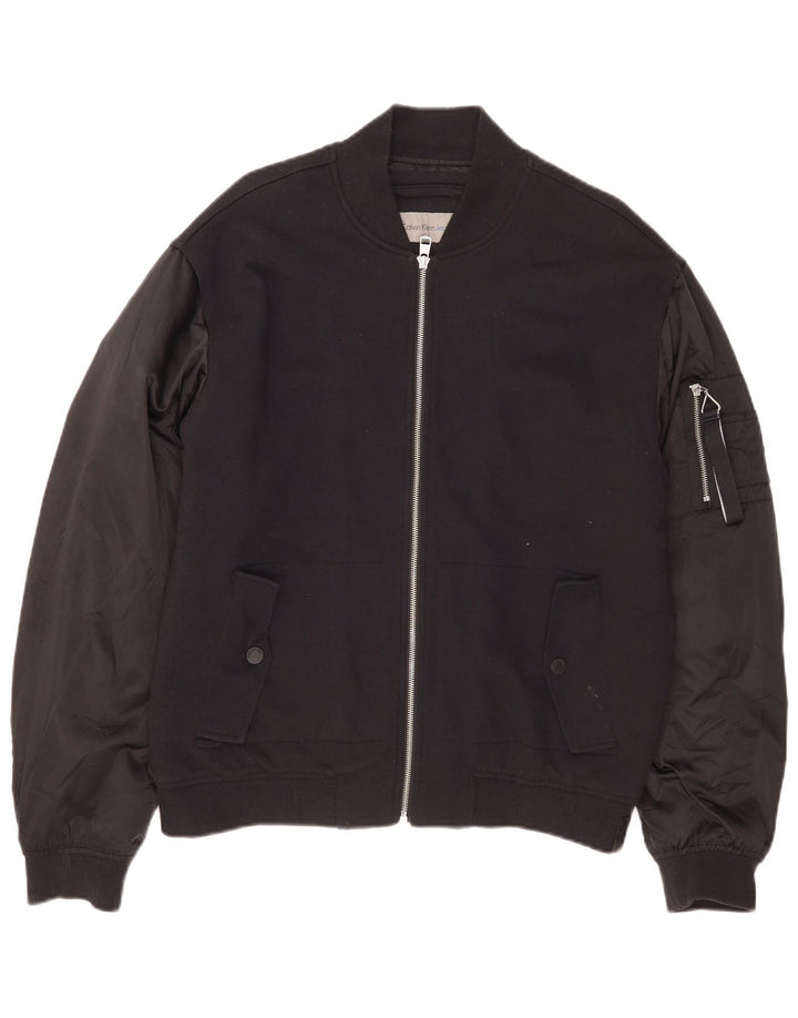 Calvin Klein Jeans Chaqueta Bomber para Hombre UK 40 Grande Algodón Negro