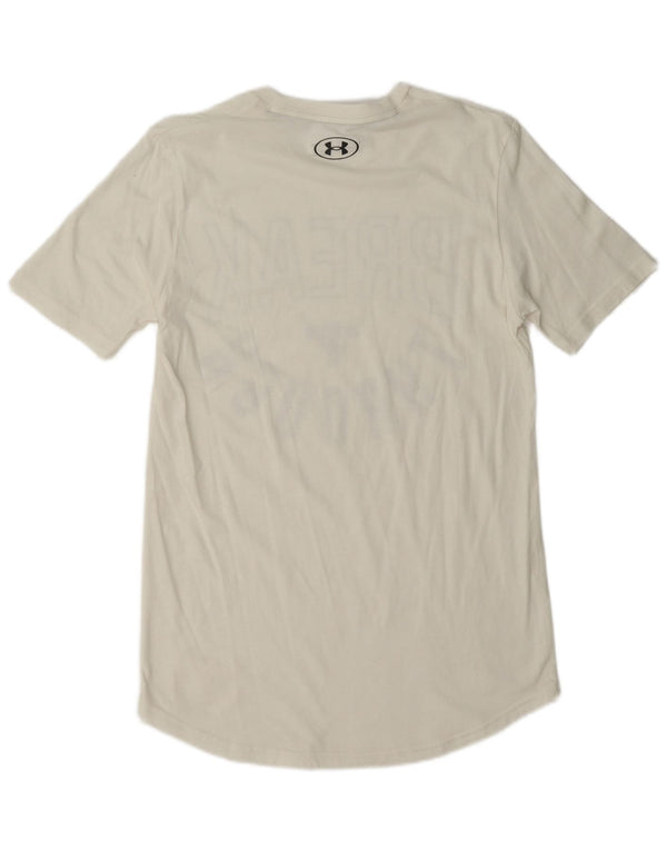 Under Armour Camiseta con gráfico Heat Gear para hombre, talla pequeña, blanca