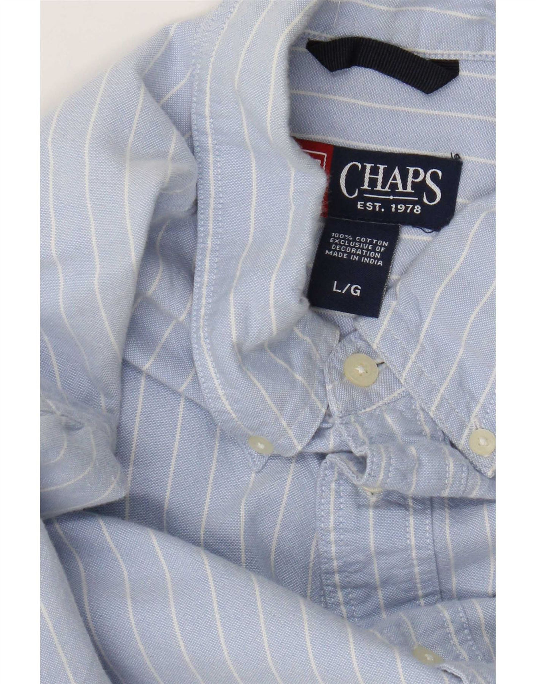 Chaps Camisa para hombre grande de algodón a rayas azules