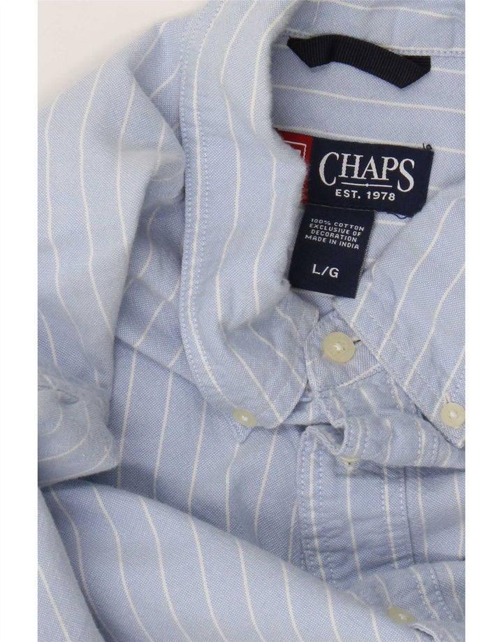 Chaps Camisa para hombre grande de algodón a rayas azules
