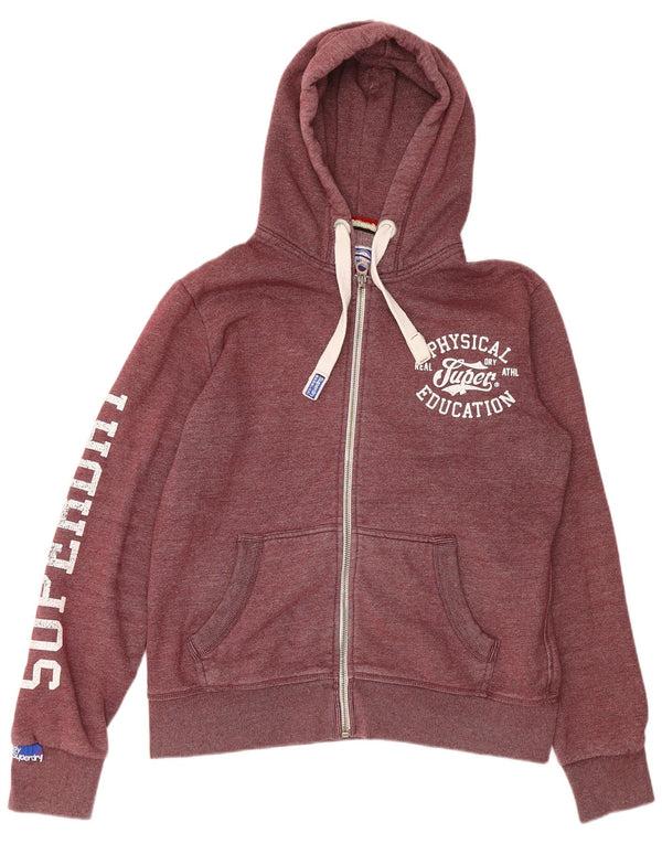 Superdry Sudadera con capucha y cremallera gráfica para hombre XL Algodón burdeos