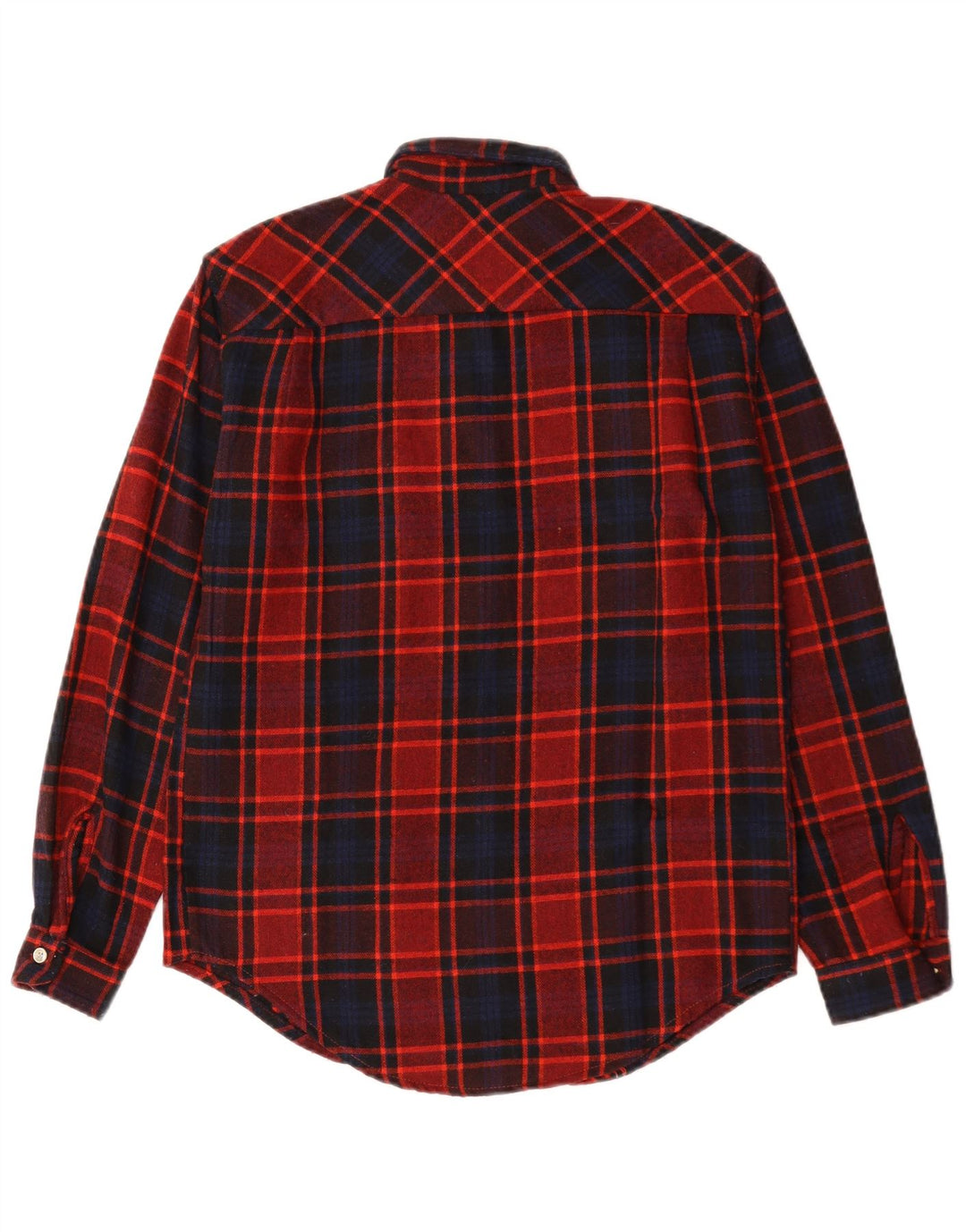 Camisa de franela vintage para hombre de algodón a cuadros rojos medianos