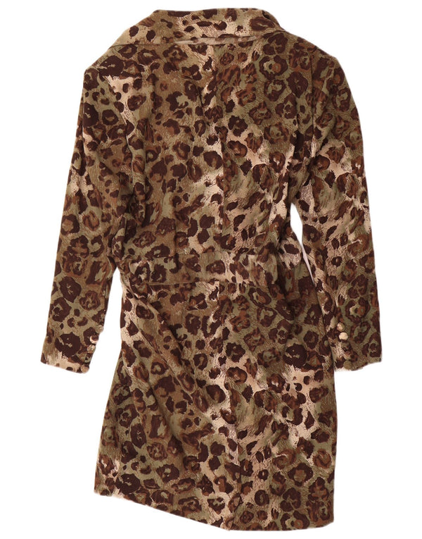Les Copains Vestido tubo de manga larga para mujer UK 44 Large Caqui Estampado animal