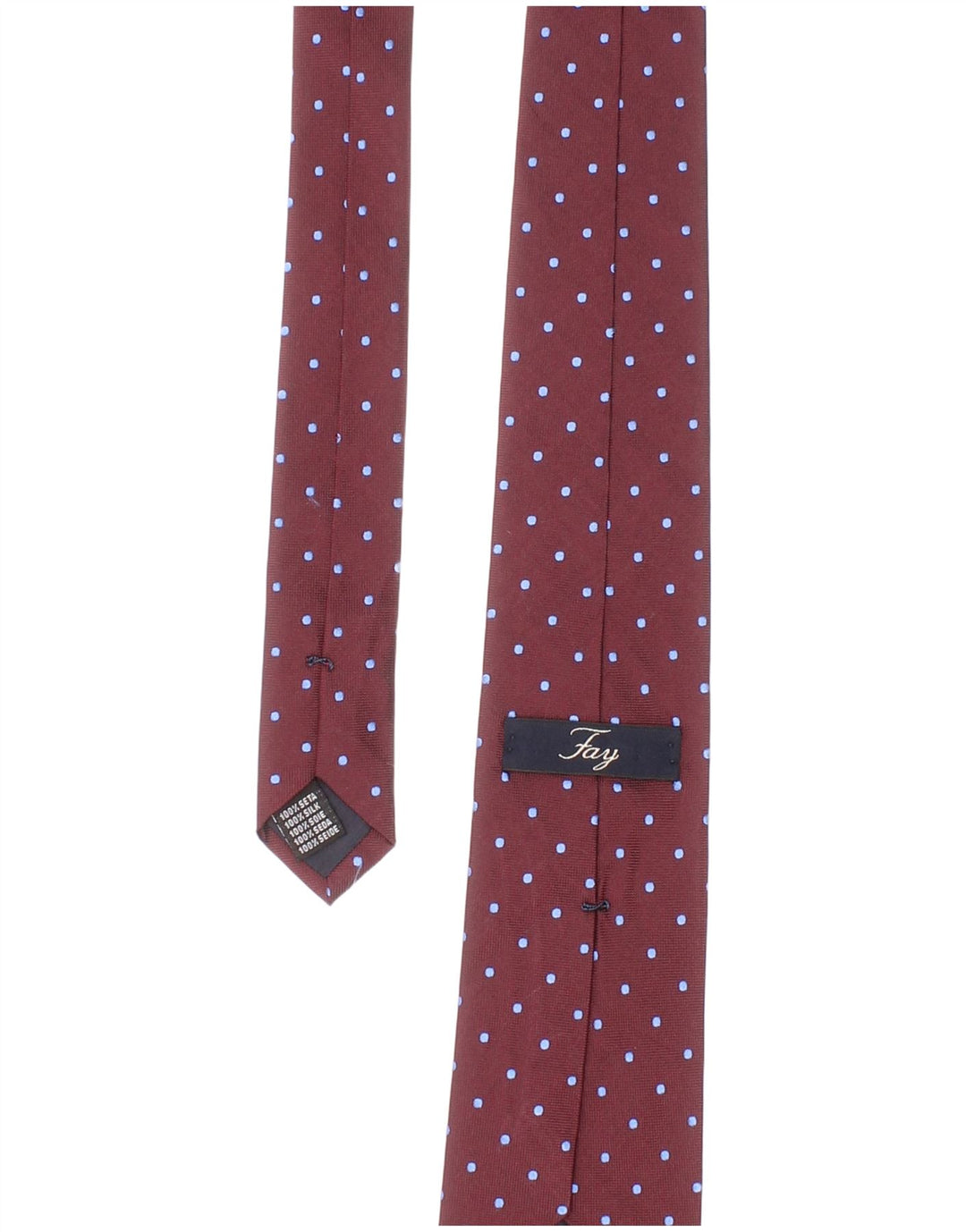 Corbata para hombre Fay, talla única, clásica de seda con lunares burdeos